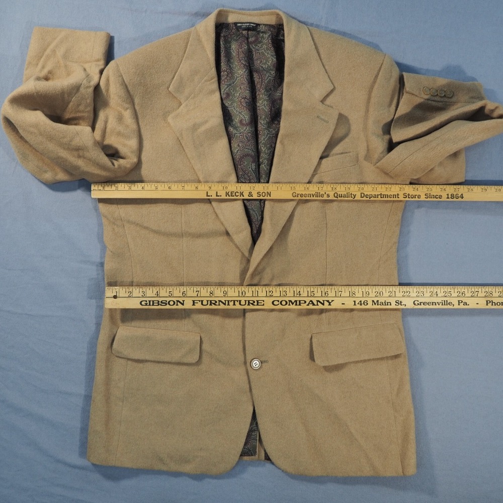 Vintage Bill Blass Blazer Mens 44 Camel Hair Two Button Sport Coat Single Vent - Picture 5 of 11